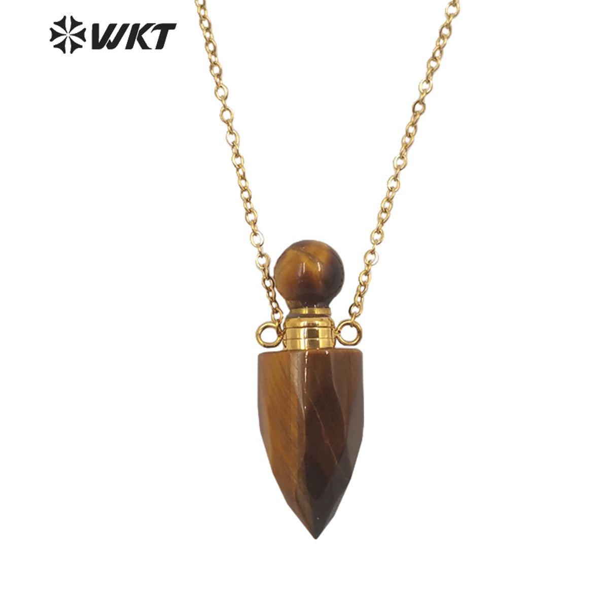 WT-N1372 Perfume Bottle Pendant Color Stone Necklace Temperament Texture Women Gifts Jewelry Necklace Natural Stone Necklace