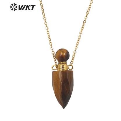 WT-N1372 Perfume Bottle Pendant Color Stone Necklace Temperament Texture Women Gifts Jewelry Necklace Natural Stone Necklace