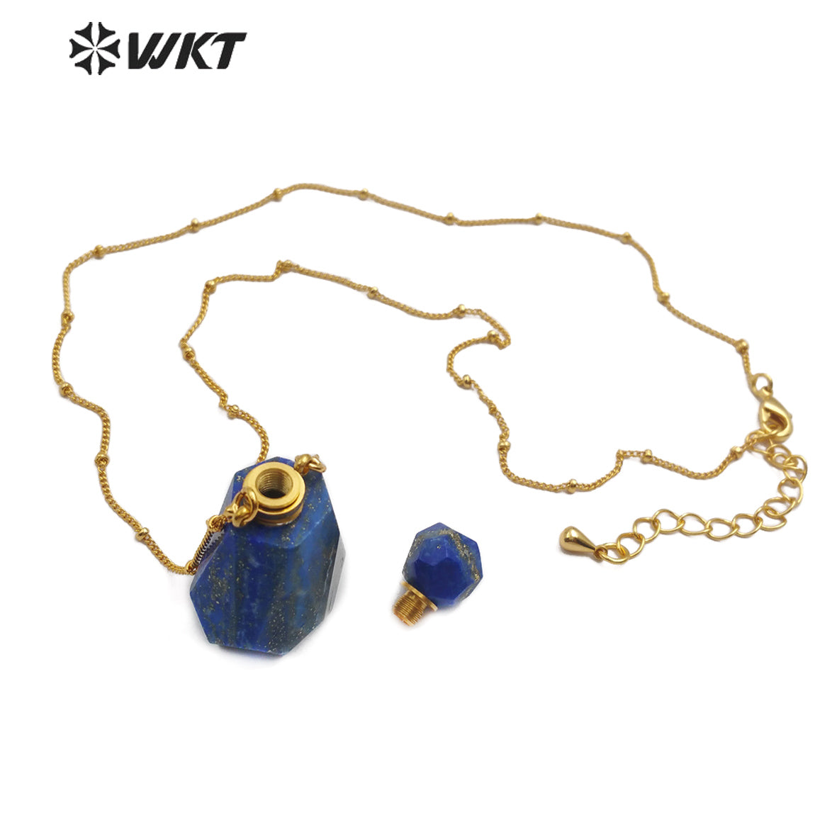 WT-N1162 Hot-sales Classic Fashion Gold Necklace with Natural Stone Perfume Bottle Pendant Real Gold Necklace