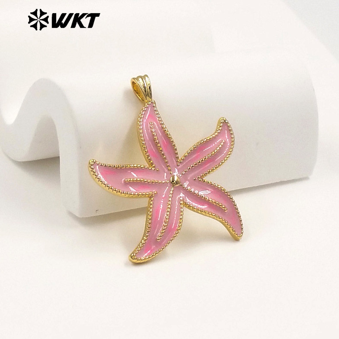 WT-P2117 Wonderful Charms Gold Plated Drop Oil Colorful Starfish Shape Pendants For Summer Style Necklace DIY Accessories