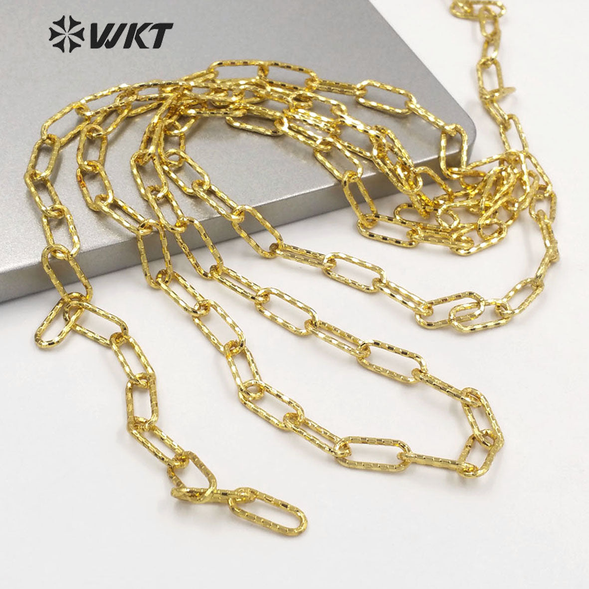 WT-BC167 Wholesale Fashion 18k Real Gold Plated Resist Tarnishable Big Long Link Oval Chain for Jewelry Necklace Brass Chain