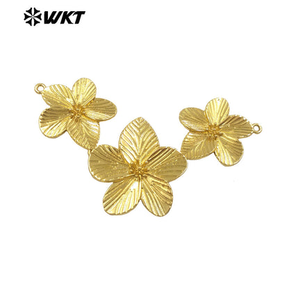 WT-C333 Hot Sale Flower Shape 18K Gold and Silver Crafts Natural Yellow Brass Pendant Daily Necklace for Women As Special Gift