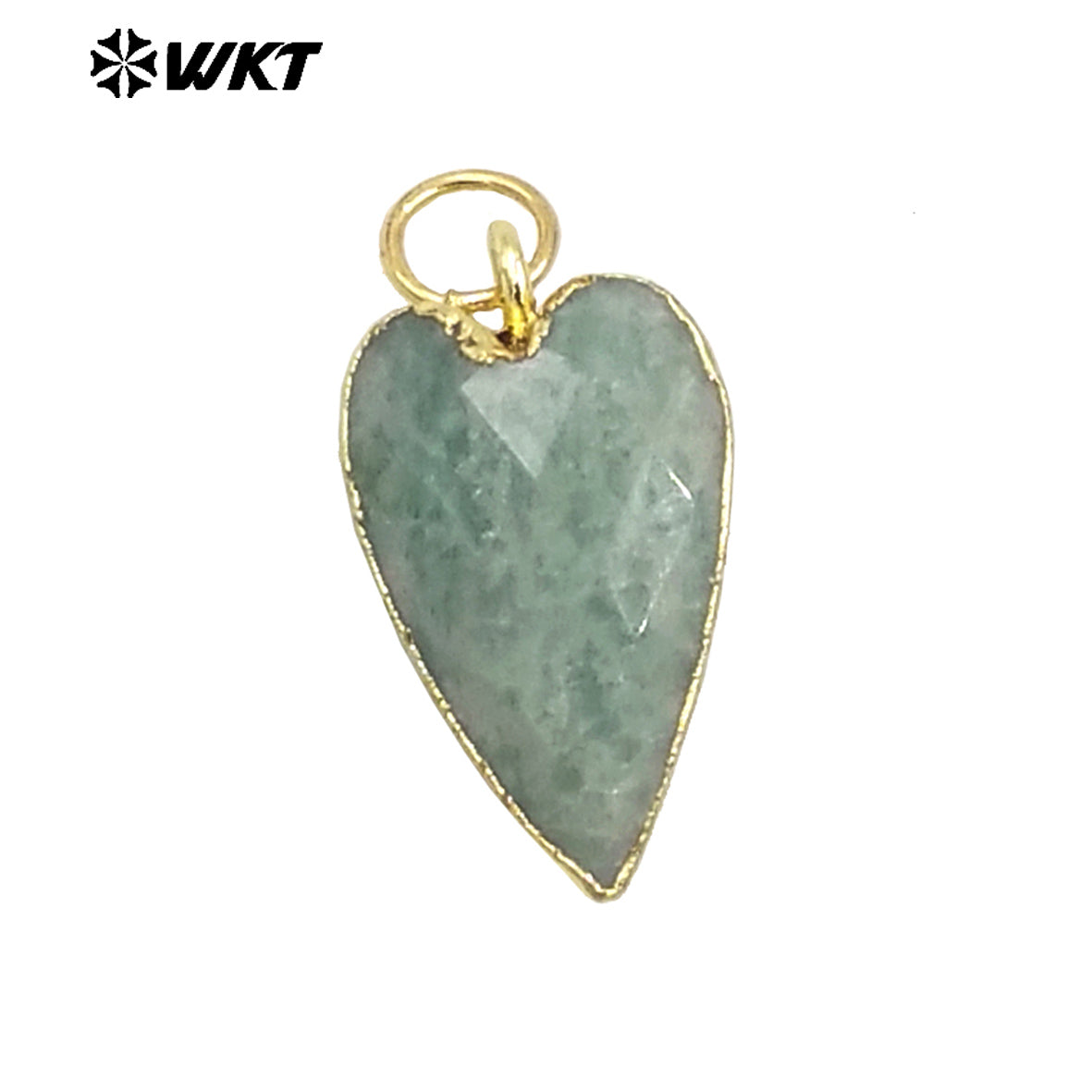 WT-P1965 Wholesale Fashion Gold Plated Long Drop Hand Carved Double Faceted Heart Stone Jewelry Pendants