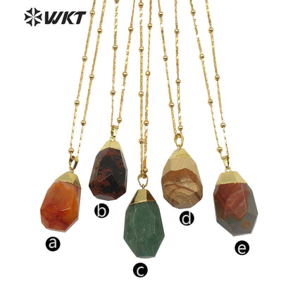 WT-N1209 Newest Natural Gemstone Necklace Gold Plated Stylish Women Charm Jewelry Natural Stone Necklace
