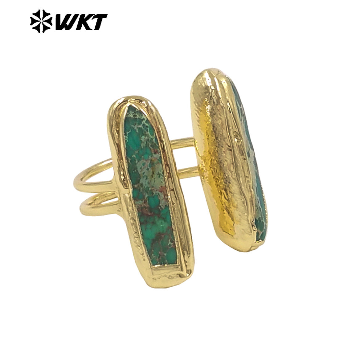 WT-R610 Popular Sale 18K Gold Plated Double Natural Gemstones Rings Adjustable Size As Female Fashion Daily Matching Jewelry