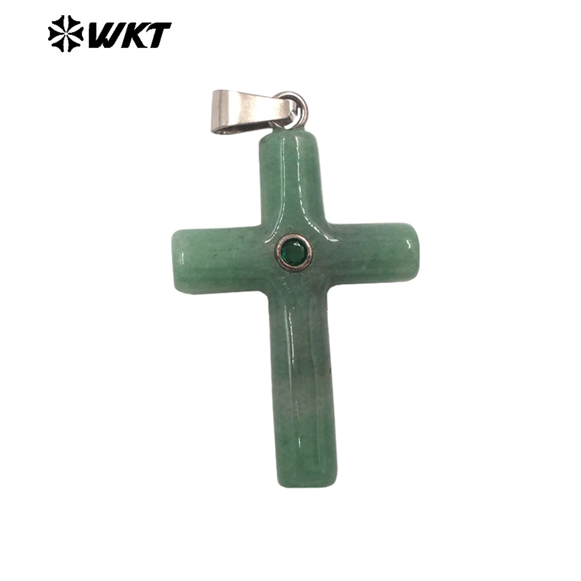 WT-P2070 Religious Style Silver Plated Zircon And Multi Natural Gemstones Cross Pendants As Boy Girl Handmade Jewelry Making