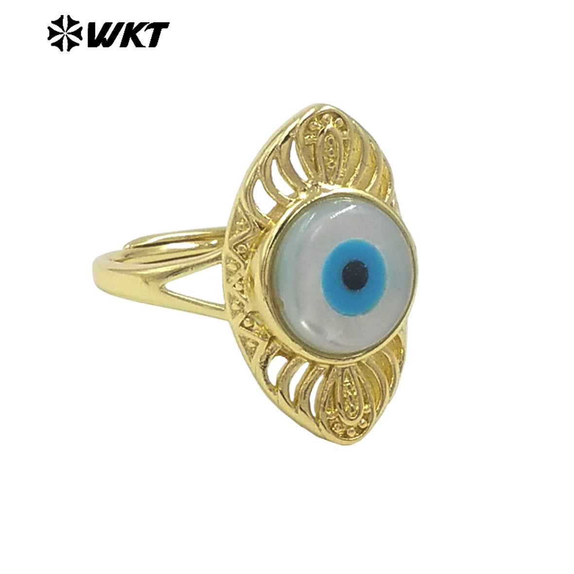 WT-MPR106 New Autumn Design Fashion Gold Plated Charming Turkey Eye Shell Women Party Rings in Adjustable Size