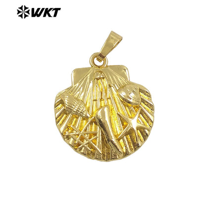 WT-P1997 New Arrival Sea Shell Style Uneaven Cowrie&Star Lovely Charms Pendant Vintage Bohemian Scallop Jewelry