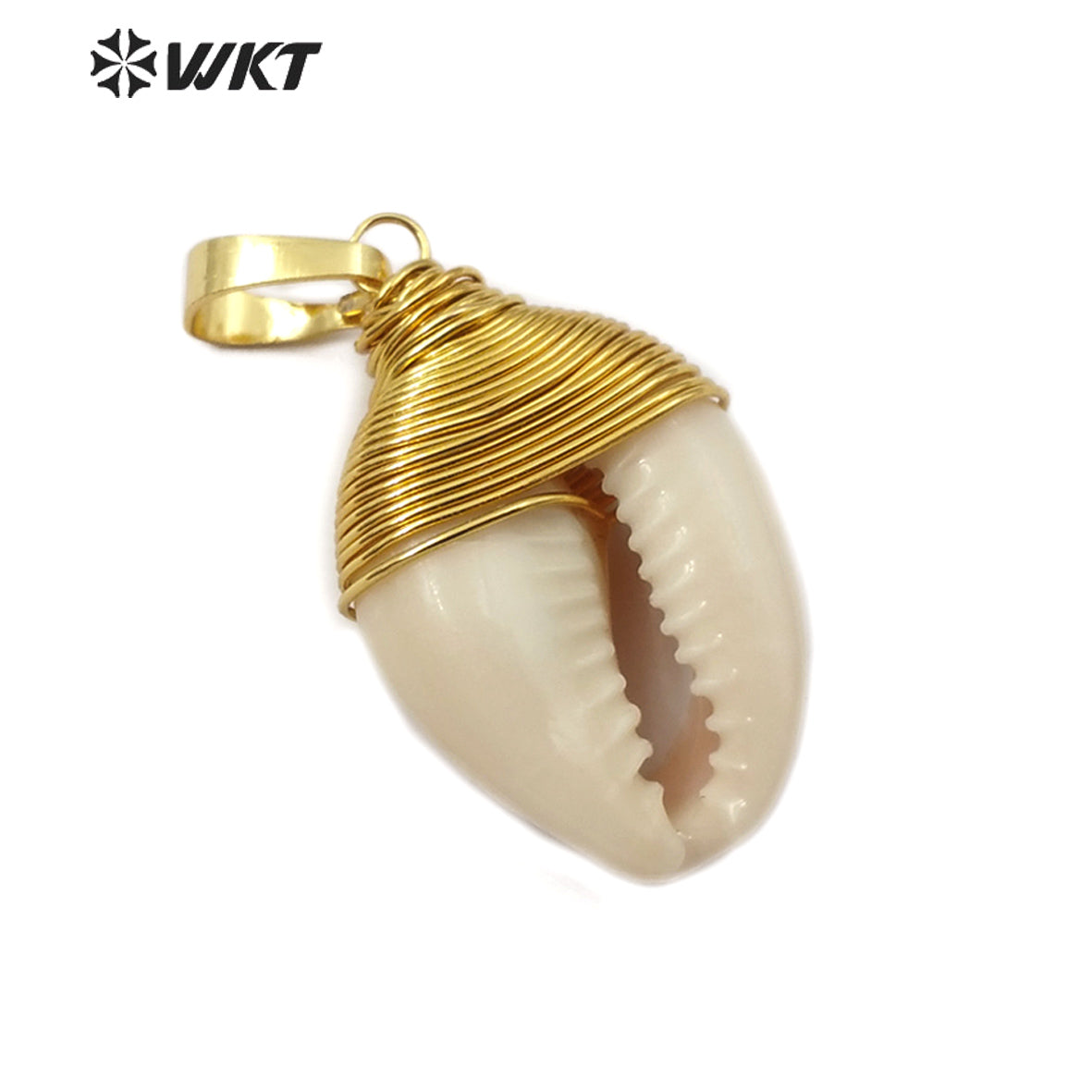WT-JP162 Wholesale Natural Wire Wrapped Cowrie Shell Pendant Natural Shell Jewelry Fashion Charm Cowrie Pendant