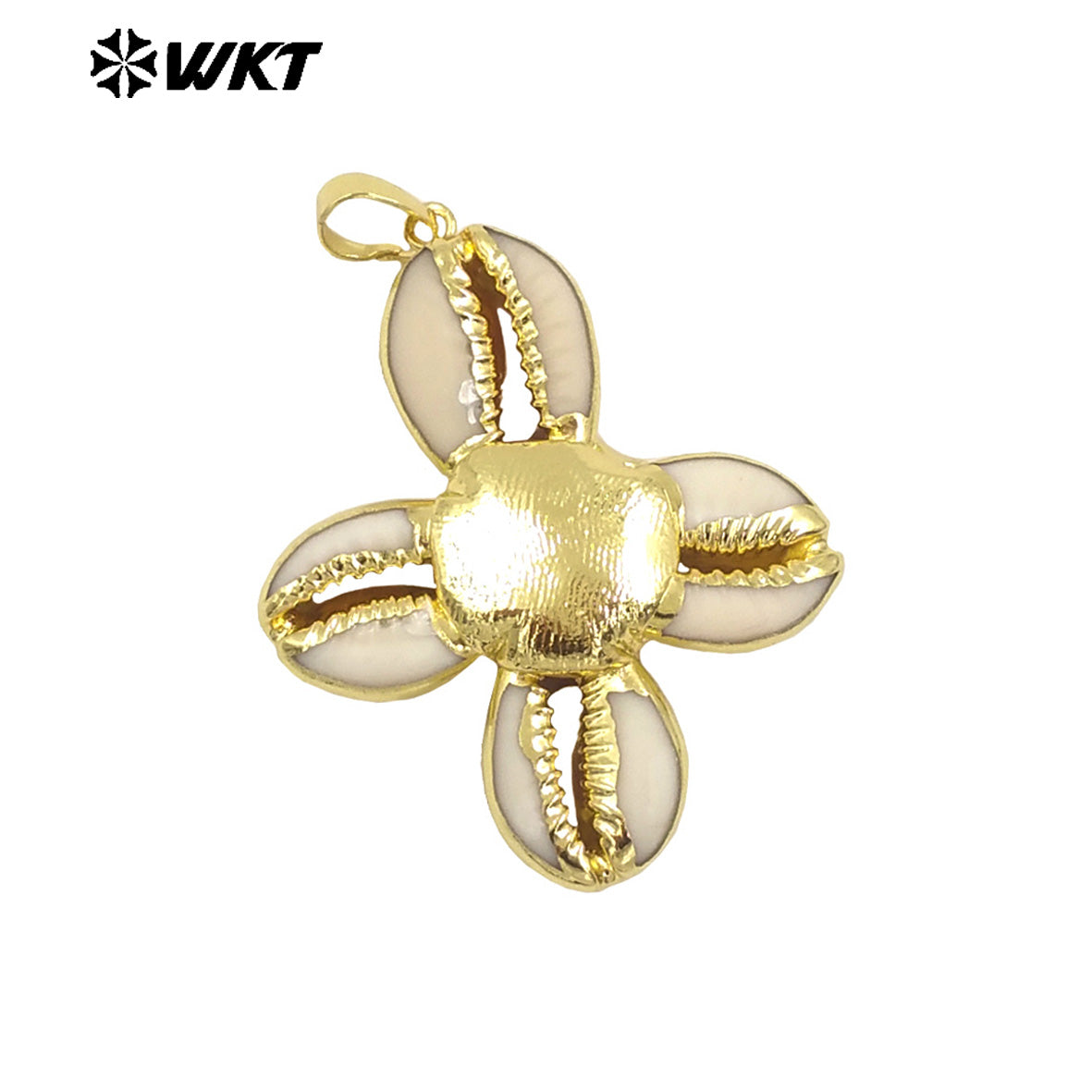 WT-JP387 Wholesale Customization 18K Gold Plated Shell Petal Hollow Shape Pendant Can Be Made Necklace Women Jewelry As Gift