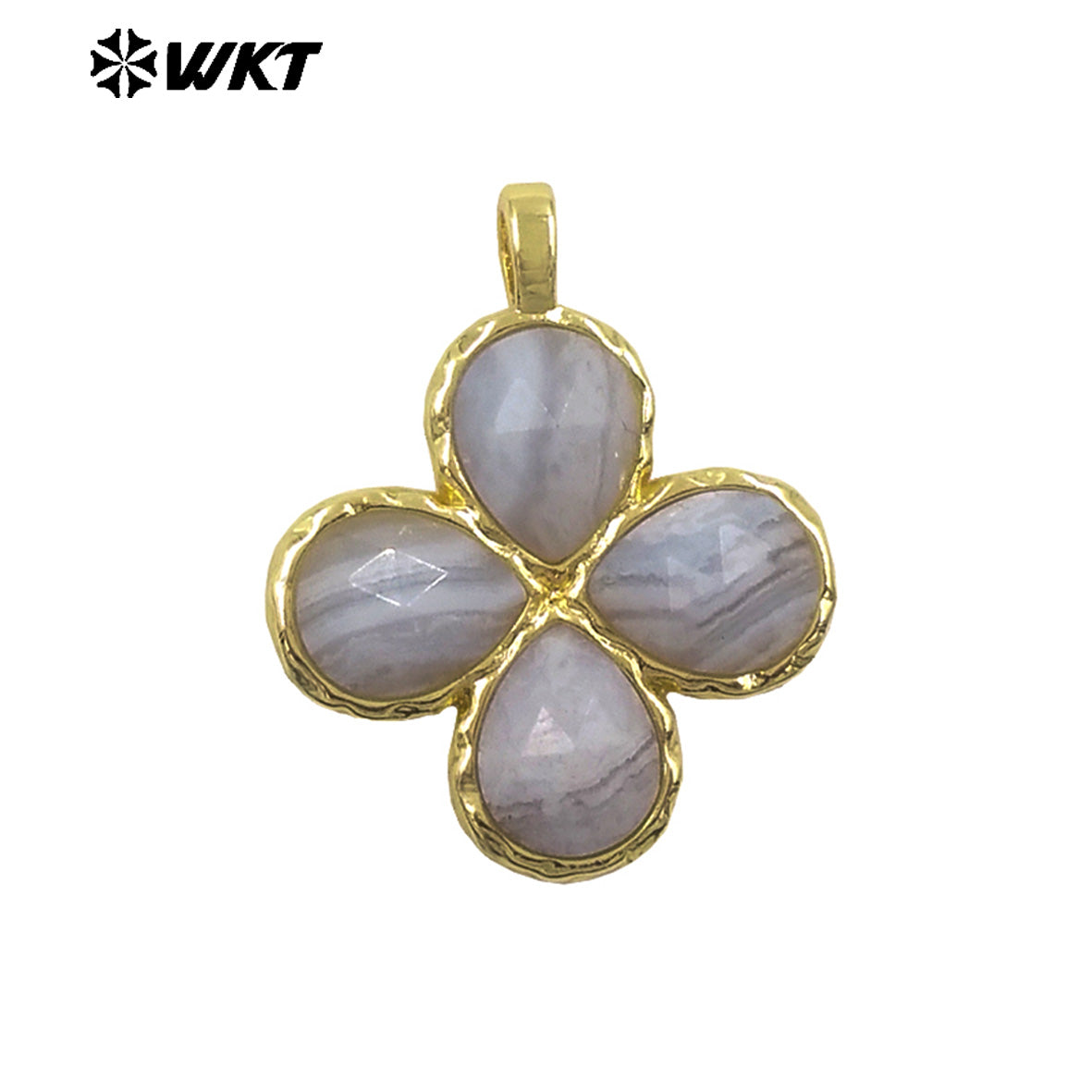 WT-P2090 Gorgeous 18K Gold Plated Multi Colors Natural Gemstone Little Flower Shape Charms Pendant As Lady Earring Accessory