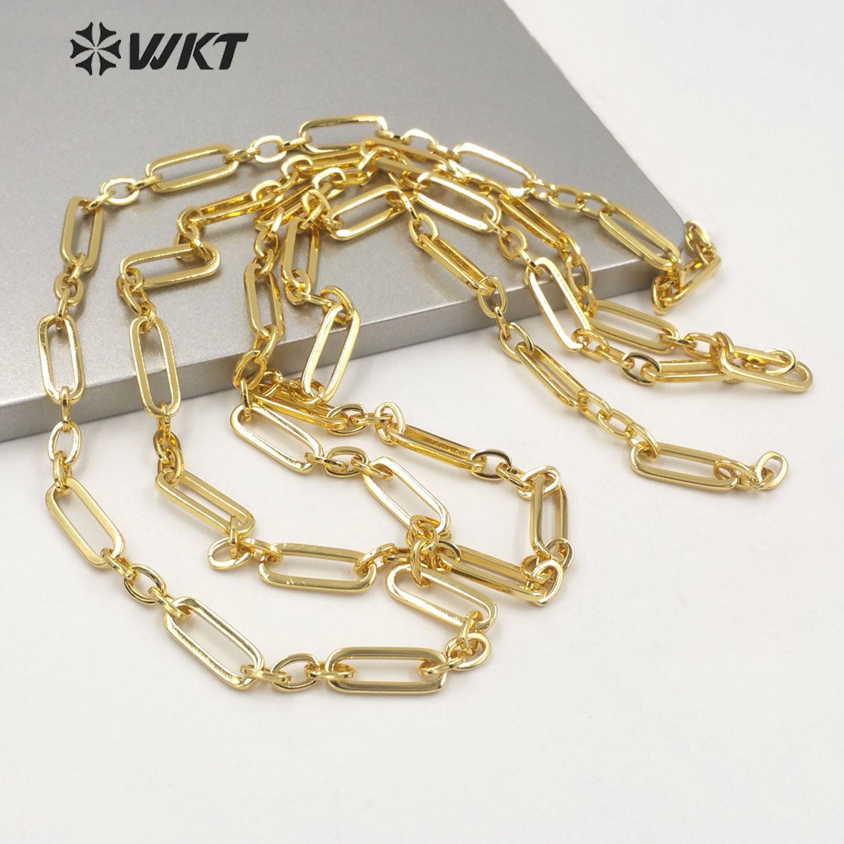 WT-BC155 Wholesale Big Chunky 18k Real Gold Plated Brass Chain for Jewelry Design Women Gold Combined Boho Stle Necklace Chain