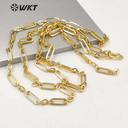 WT-BC155 Wholesale Big Chunky 18k Real Gold Plated Brass Chain for Jewelry Design Women Gold Combined Boho Stle Necklace Chain