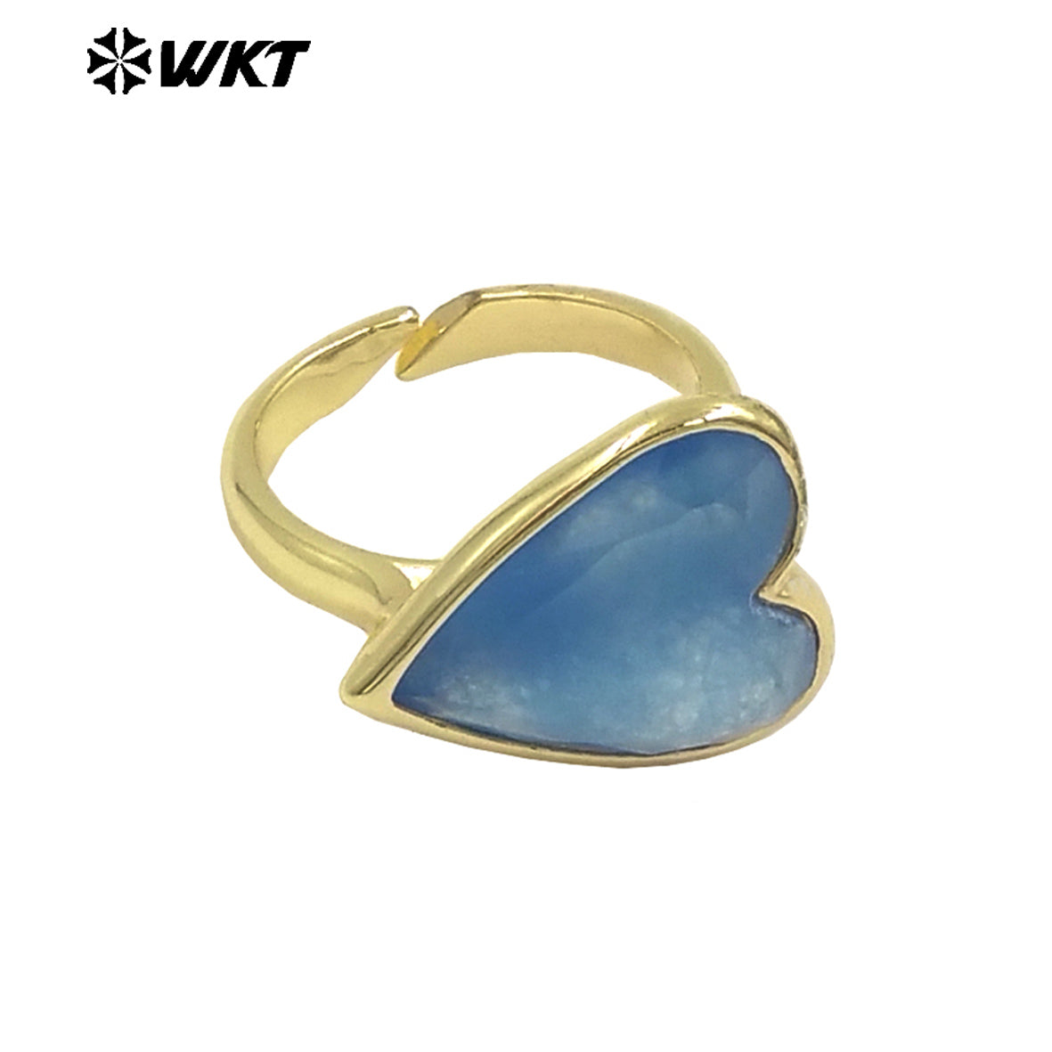 WT-R559 New Romantic 18K Gold Plated Heart Shape Natural Gemstone Adjustable Couple Ring for Girlfriend As Valentine's Day Gift