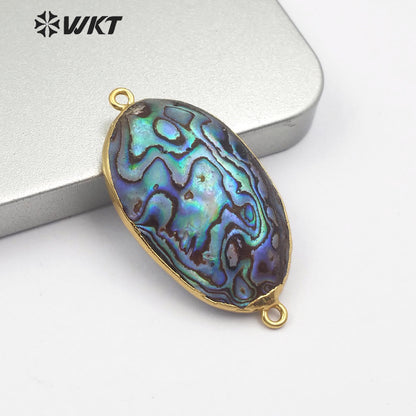 WT-C288 New Arrival Natural Abalone Shell Connector Double Hoops Connector Women Stylish Charm Jewelry Abalone Shell Pendant