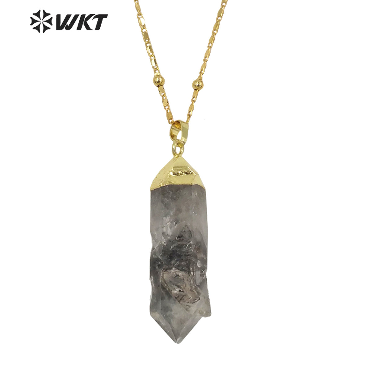 WT-N1343 WKT 2022 Unique Natural Stone Healing Crystal Necklace Irregular Crystal Pendant Gold Chain Women Favorite Necklace