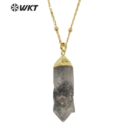 WT-N1343 WKT 2022 Unique Natural Stone Healing Crystal Necklace Irregular Crystal Pendant Gold Chain Women Favorite Necklace