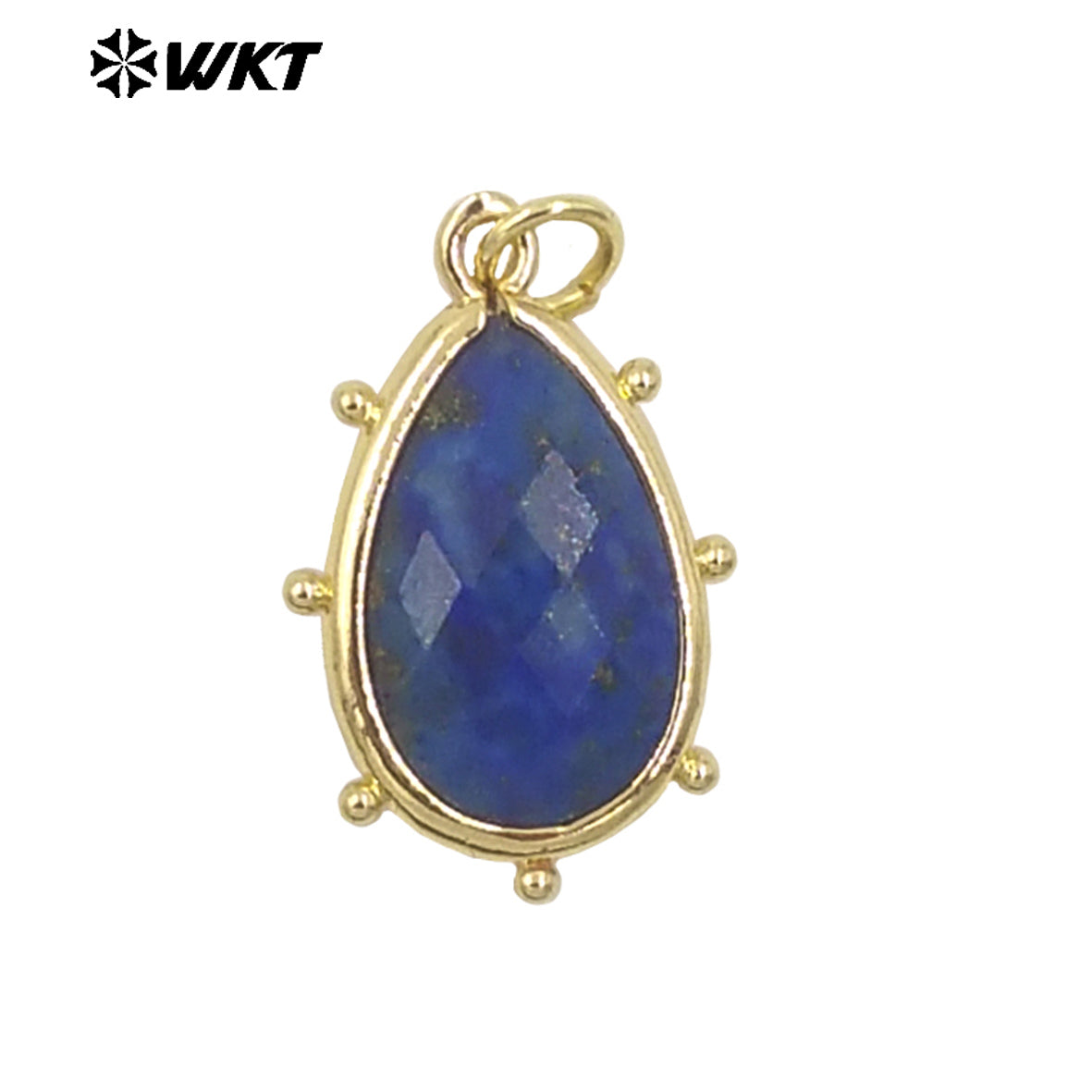 WT-P1974 Wholesale Fashion Tiny Gold Plated Teardrop Natural Faceted Precious Gemstone Lapis Attractive Eye Charms