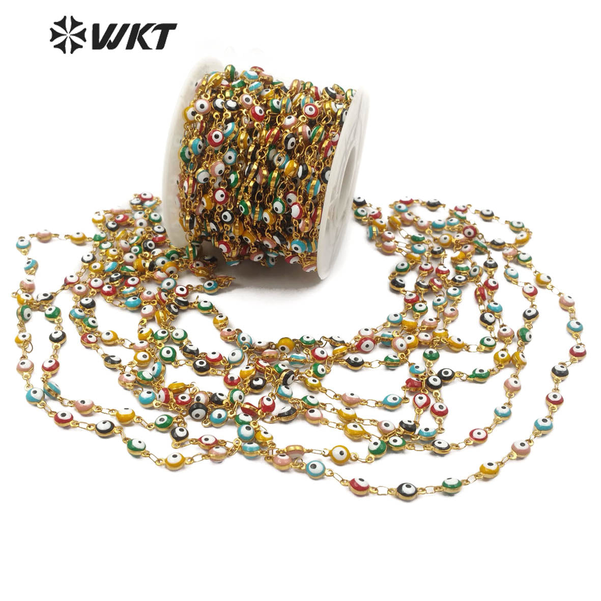 BWT-RBC102 Wholesale Gold Color Chain Can DIY Necklace and Bracelet Stainless Steel Eye Chain in IPG Plated Beads Chain