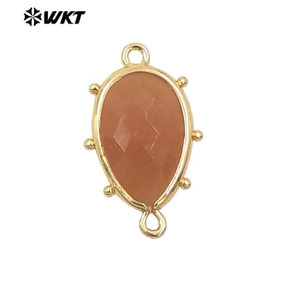 WT-C329 WKT Spring Series Candy Color Lovely Small Teardrop Natural Sun Stone Bracelet Connectors for DIY Jewelry Making