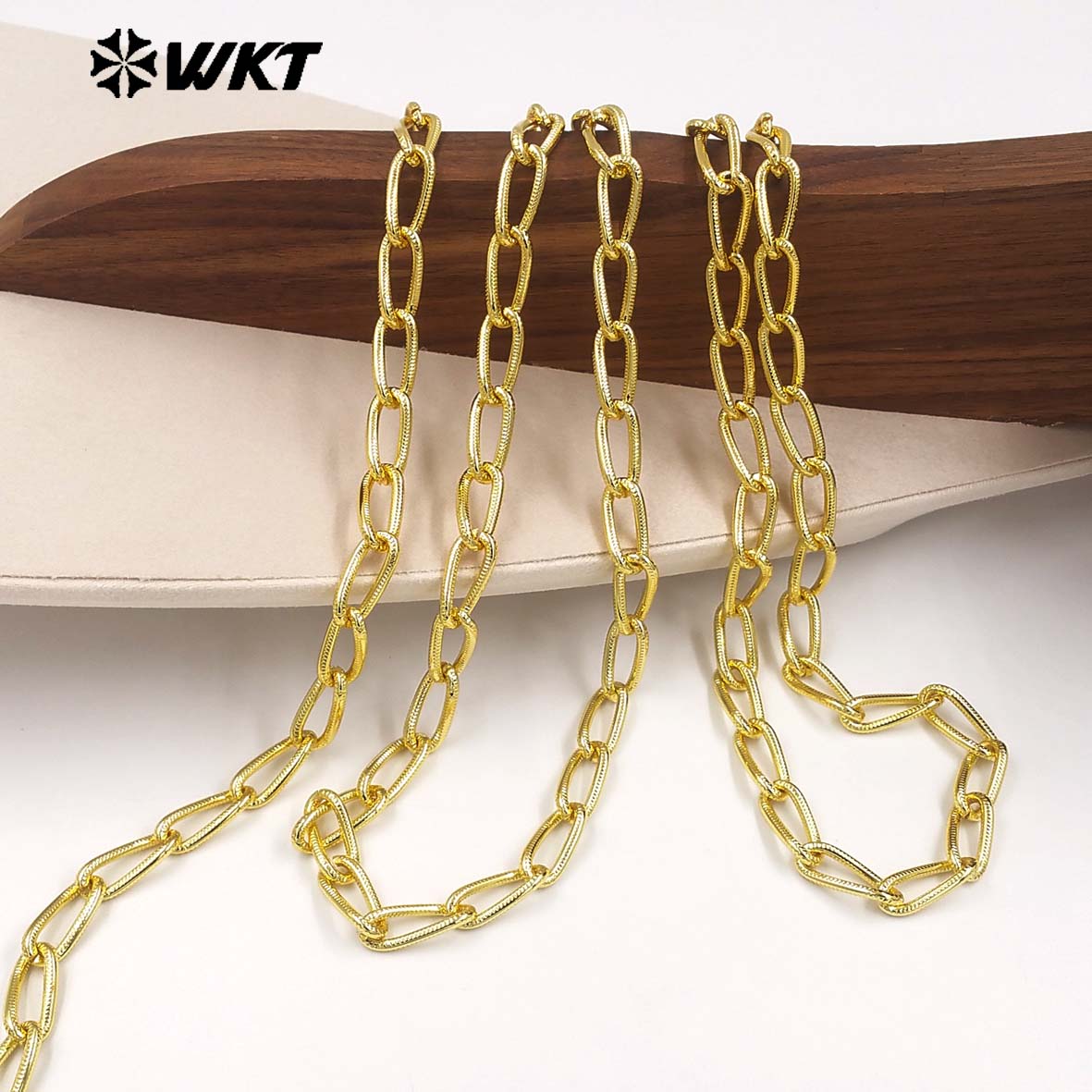 WT-BC274 Unique Chic Bending Design 18K Gold Plated Yellow Brass Metal Thick Chains For All Matching Necklace Making Findings