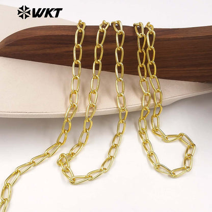 WT-BC274 Unique Chic Bending Design 18K Gold Plated Yellow Brass Metal Thick Chains For All Matching Necklace Making Findings
