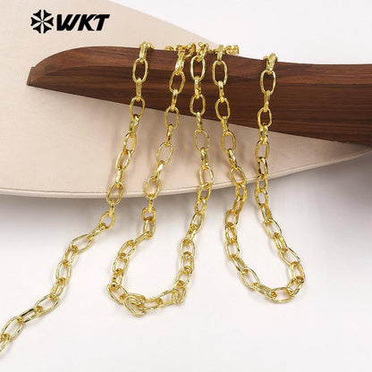 WT-BC275 10Meters Wholesale Gold Plated On Yellow Brass Irregular Rectangle Metal Link Chains As Trendy Necklace Accessories