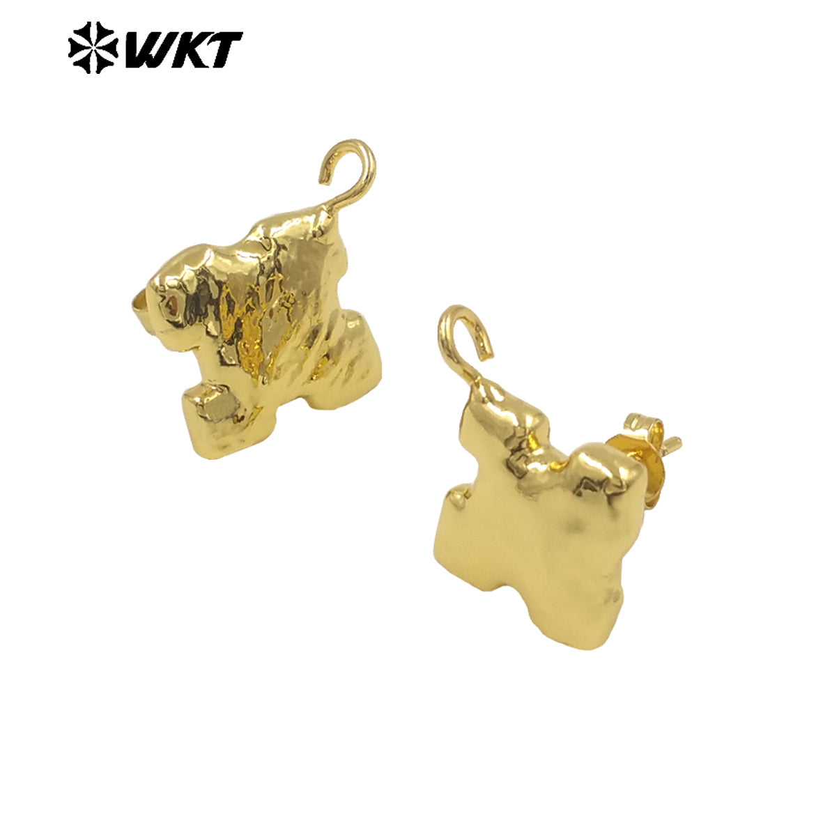WT-JFE117 Wholesale Popular Religious Irregular Cross Shape 18K Real Gold Plated Earrings As DIY Finished Jewelry With Hook