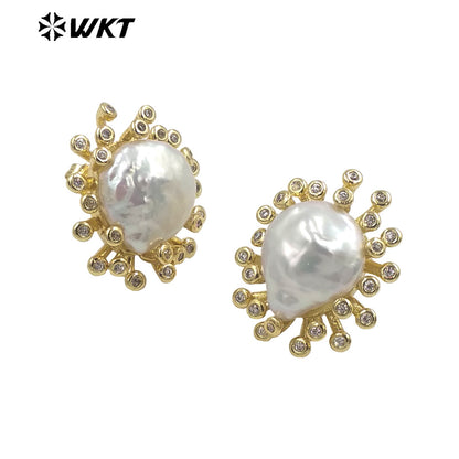 WT-ME092 Wholesale Newest Fashion square Gemstone with clear Cubic Zircon Around Setting Micro Pave Earrings Studs