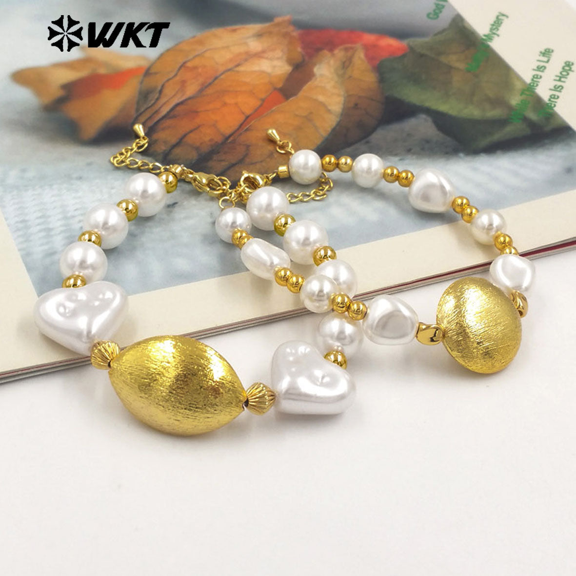 WT-MPB119 New Product Fashion Cute Gold and Silver Artificial Pearl Round and Heart Shaped Bracelets for Friends As Special Gift