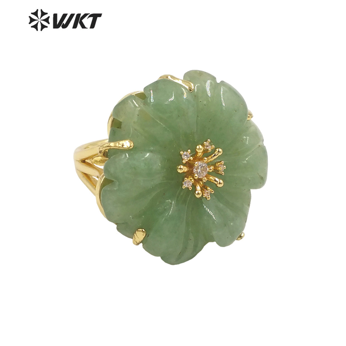 WT-R490 WKT Fashion Design Trendy Gift for Women Flower Shaped Colorful High Quality Gorgeous Natural Gemstone Stone Ring