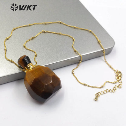 WT-N1178 Wholesale Natural Moss Quartz Stone Perfume Bottle Necklace Rose Quartz Necklace Women Stylish Coral Jade Necklace