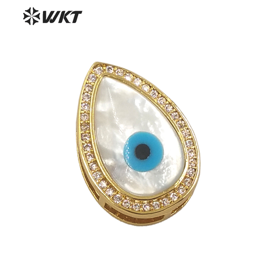 WT-MP205 Fashion Micro Pave CZ Setting Trim White Shell Eye Drop Pendants Elegant Gold Water Drop Jewelry Necklace Pendant