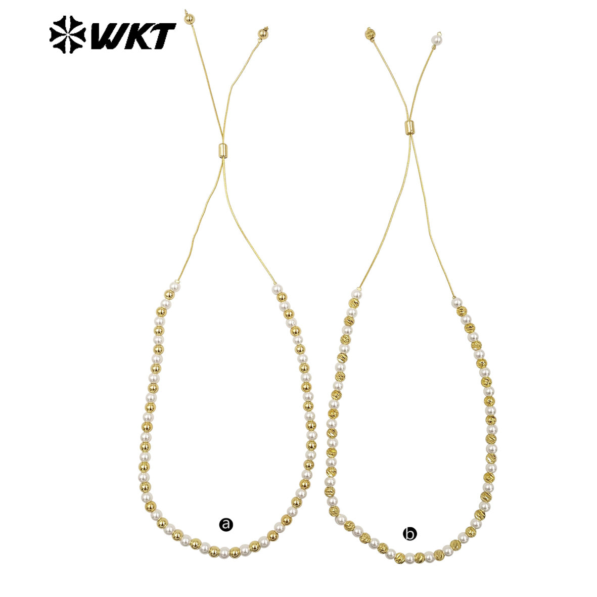 WT-JFN20 Wholesale Fashion Gold Plated Hand Strand Elegant Adjustable Chain Connect Pearl Beads Necklace