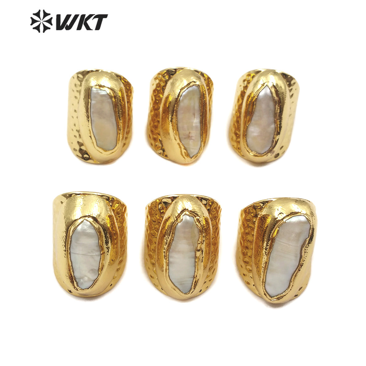 WT-R341 New Design 18k Gold Plated Pearl Ring Natural Pearl Adjustable Size Fashion Charm Jewelry Ring