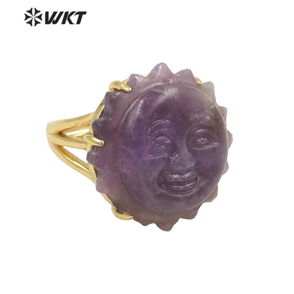 WT-R489 WKT Fashion Design Trendy Gift for Women Sun Design Colorful High Quality Gorgeous Natural Gemstone Stone Ring