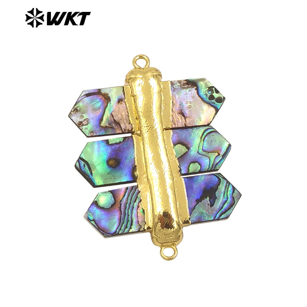 WT-PC010 Wholesale Double Point Natural Abalone Shell Jewelry Finding Connectors for Necklace Charms