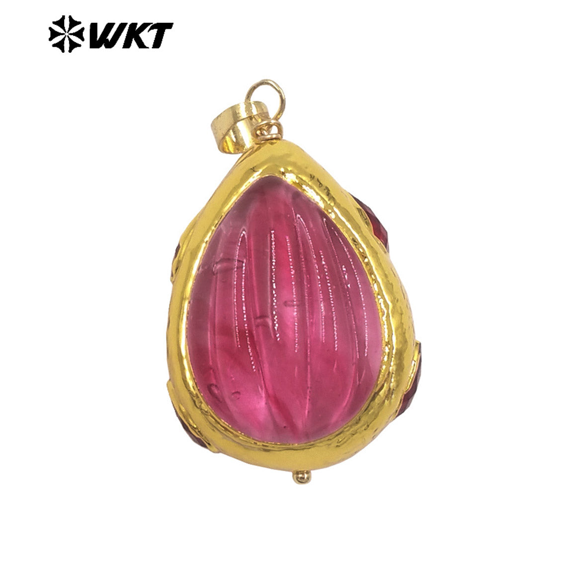 WT-P2071 Wonderful 18K Gold Electroplated Colorful Glaze Hand Carved Waterdrop Shape Pendants For Women Necklace DIY Making