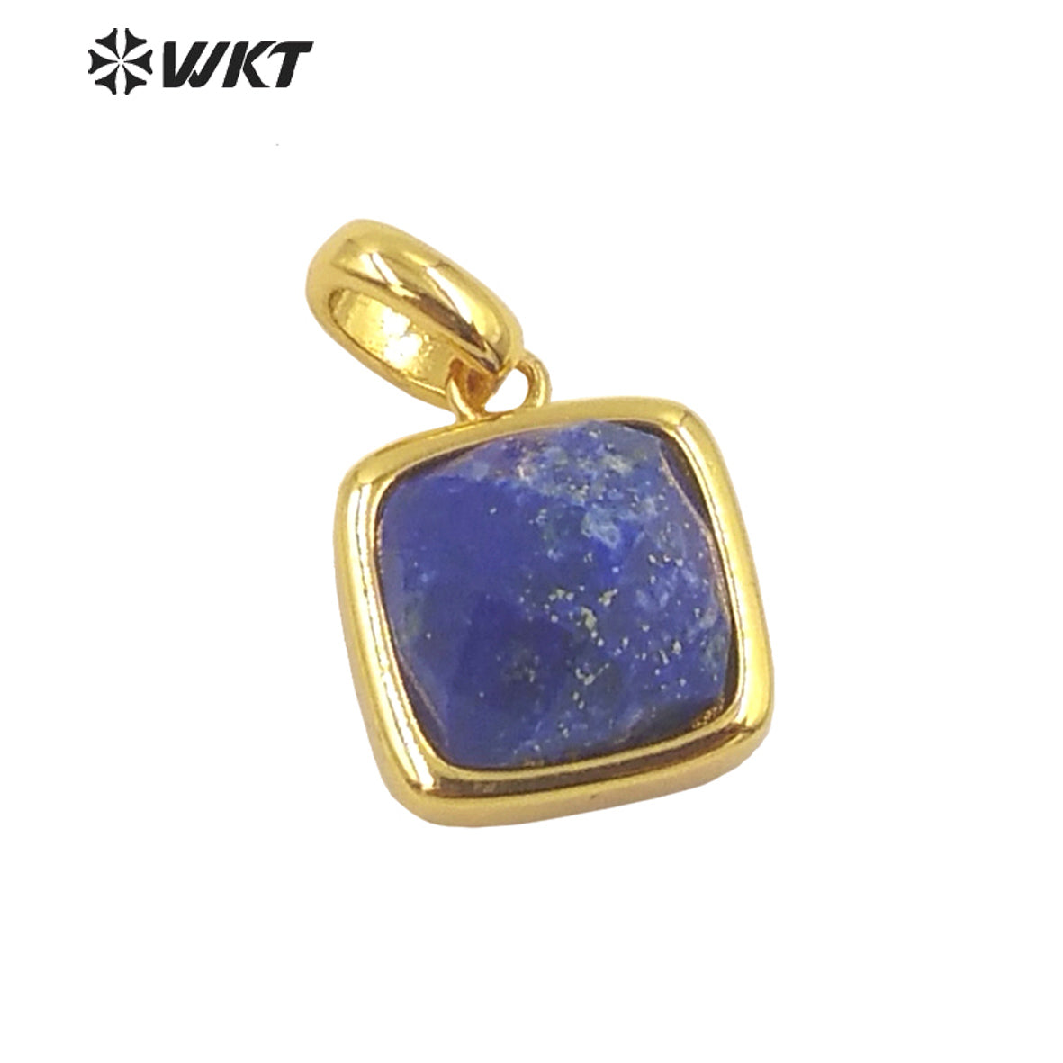 WT-P1837 Wholesale Fashion Gold Bezel Tiny square Stone Pendants Hot Faceted Gemstone Made Lovely Delicate Women Necklace Charms