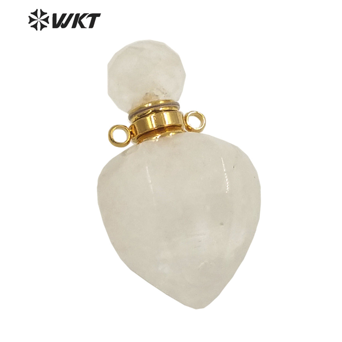 WT-P1636 Amazing Gold Electroplated Crystal Quartz Stone Perfume Bottle Jewelry Pendant Small Drop Bottle Pendant