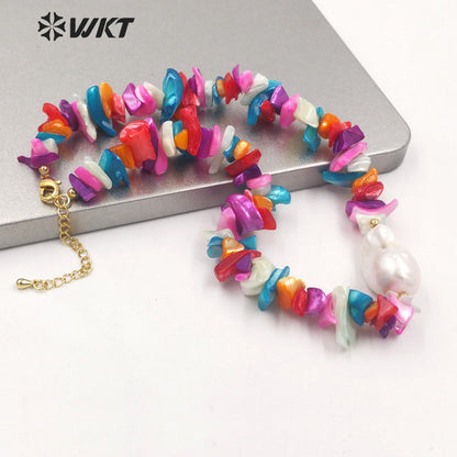 WT-JN183 Wholesale Fashion Populared Vintage Irregular Shell Beads Baroque Pearl Necklace Women Hand Strand Beads Shell Necklace