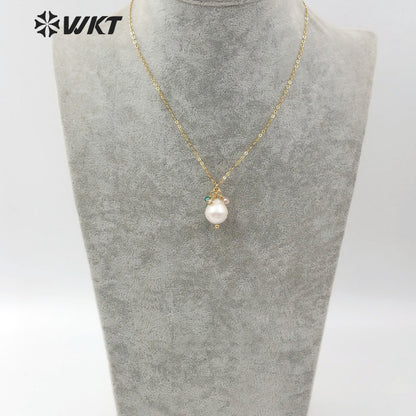 WT-JN108 New Arrival Natural Pearl Necklace and Color Beads Women Stylish Charm Jewelry Pearl Necklace in Stock