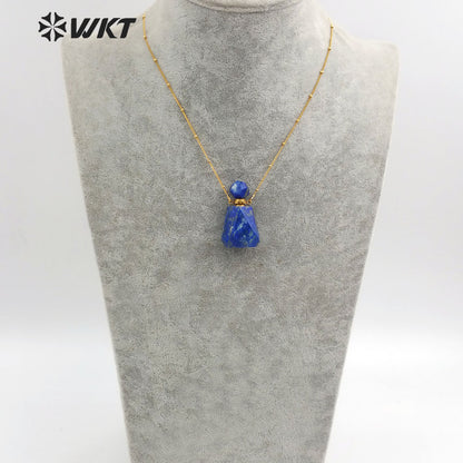WT-N1162 Hot-sales Classic Fashion Gold Necklace with Natural Stone Perfume Bottle Pendant Real Gold Necklace
