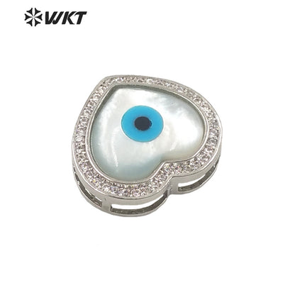 WT-MP202 Amazing Fashion 18k Real Gold Plated Micro Pave Shell Eye Pendant Lady Charming White Shell Cubic Zircon Heart Pendants