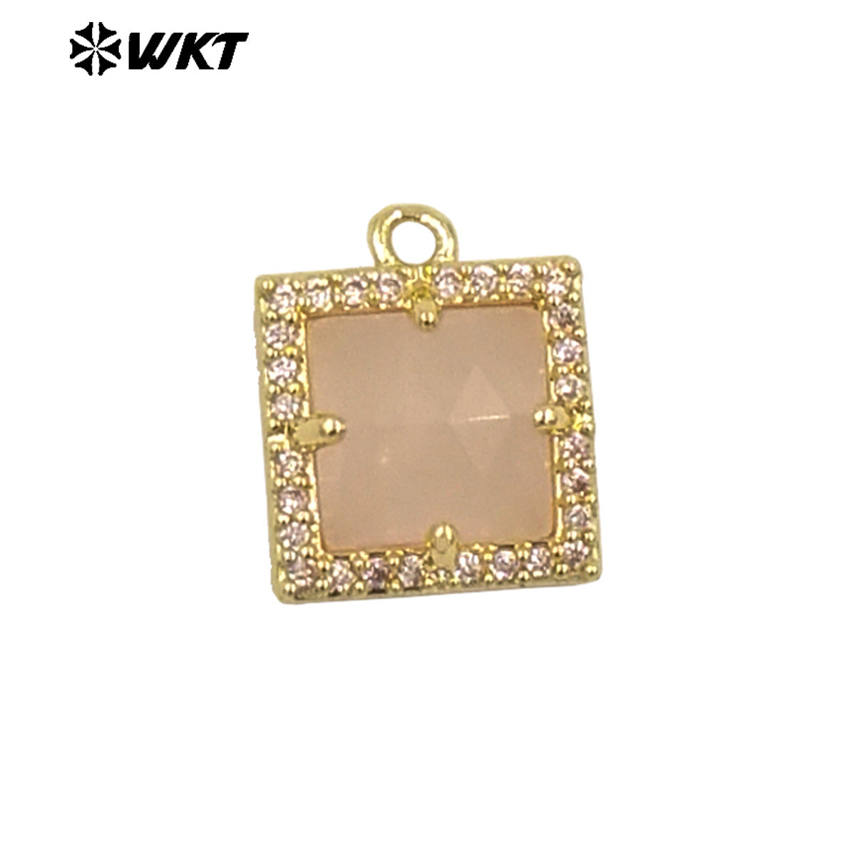 WT-P1994 Wholesale Jewelry Colorful Square Shape Gemstone Tiny Pendant With Zircon Paved Earring Fine Accessory Making