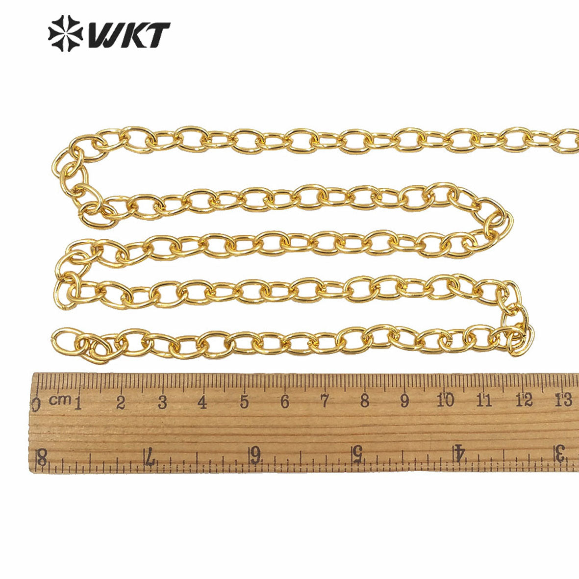 WT-BC154 New Popular Factory Directly Sales Jewelry Findings Brass Chain Women Fashion Real Gold Plated Oval Link Combined Chain