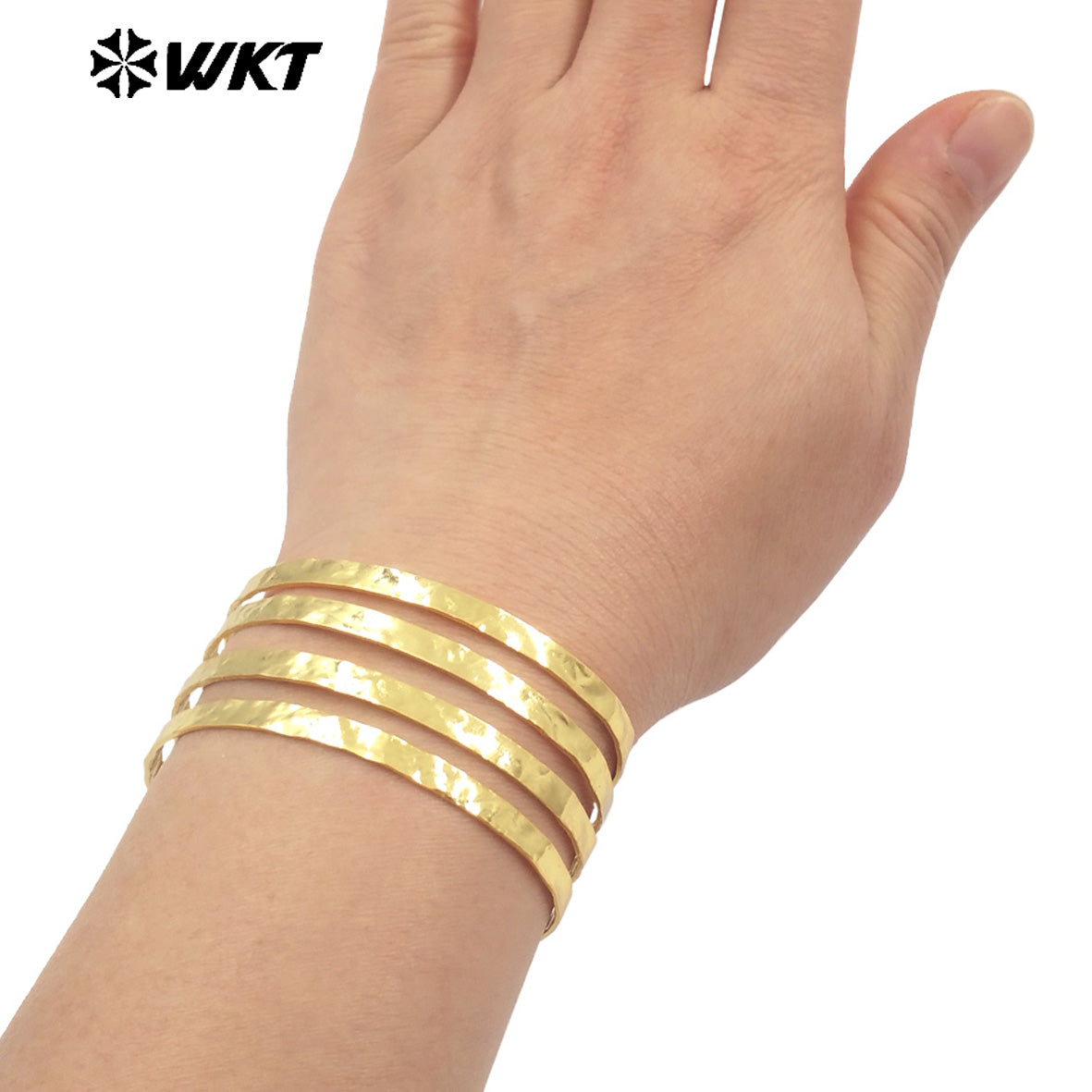 WT-B658 Wholesale Fashion Gold Plated Multi Layer Simple 18K Yellow Brass Metal Resist Tarnishable Big Bangle