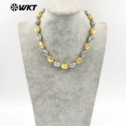 WT-JFN29 High Quality 18K Gold Plated and Silver Round Irregular Natural Brass Beads Exquisite Necklace for Women As Party Dress