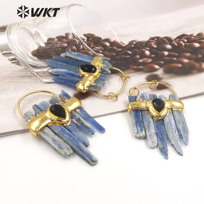 WT-P1939 Wholesale Hot Sale Fashion Design Natural Blue Kyanite High Quality for Necklace Round Shaped Pendant