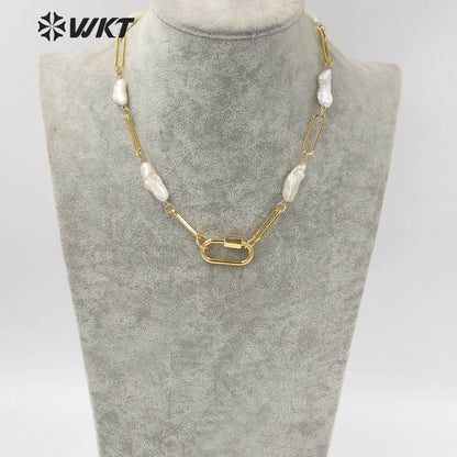 WT-JN133 Newest WKT Exclusive Design Link Chain Mix Pearl Gorgeous Fashion Lady Necklace for Party or Wedding Match Choker